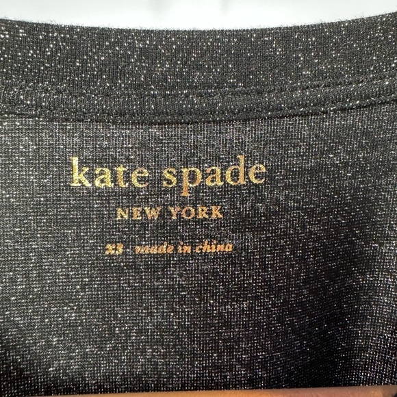 Kate Spade Dashing Beauty Metallic Puff Sleeve Sweater in Black Gold Size XS - Picture 6 of 9